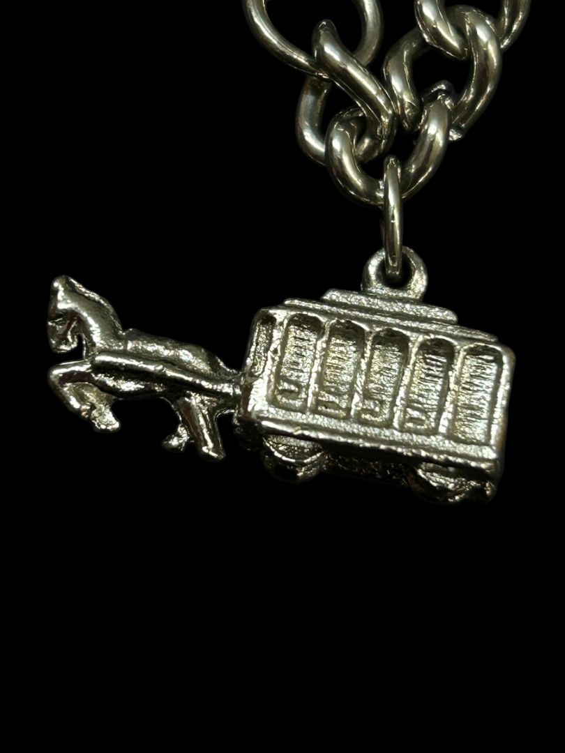Silvertone Charm Bracelet Travel Theme 6.5" Spring Clasp
