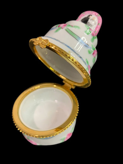 Porelain Hinged Trinket Ring Box Tiered Wedding Cake Bridal 3.2"h