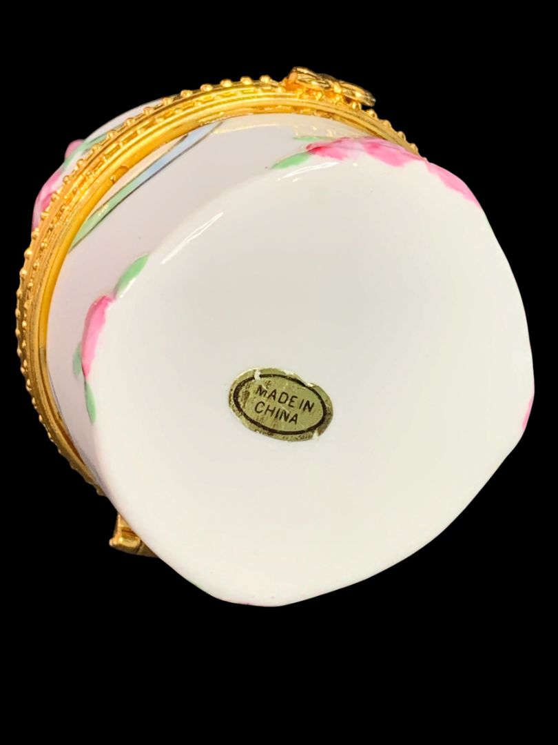 Porelain Hinged Trinket Ring Box Tiered Wedding Cake Bridal 3.2"h