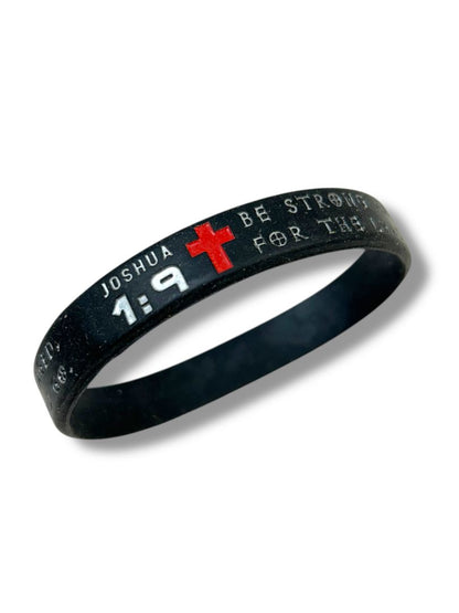 Set of 5 Silicone Bracelets Bible Verses Religious Black
