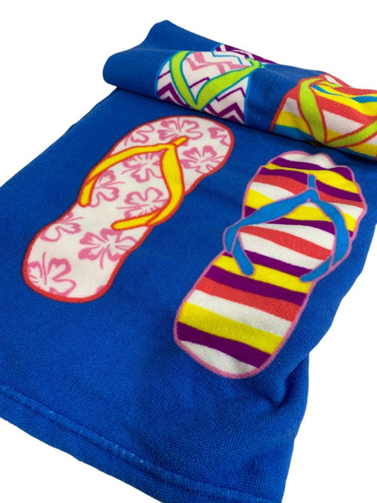 Northpoint Home Collection Beach Towel Blue Flip Flop Design 29 x 56"