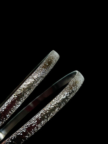 Set of 2 Dark Silvertone Bangle Bracelets Textured 2.7" Inside Diameter