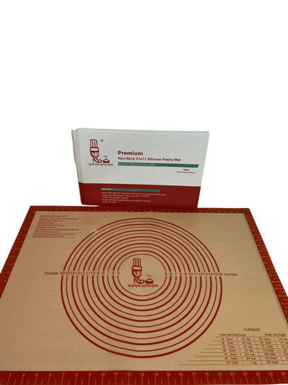 Super Kitchen Premium Non-Stick 51 x 71 Silicone Pastry Mat Table Size New