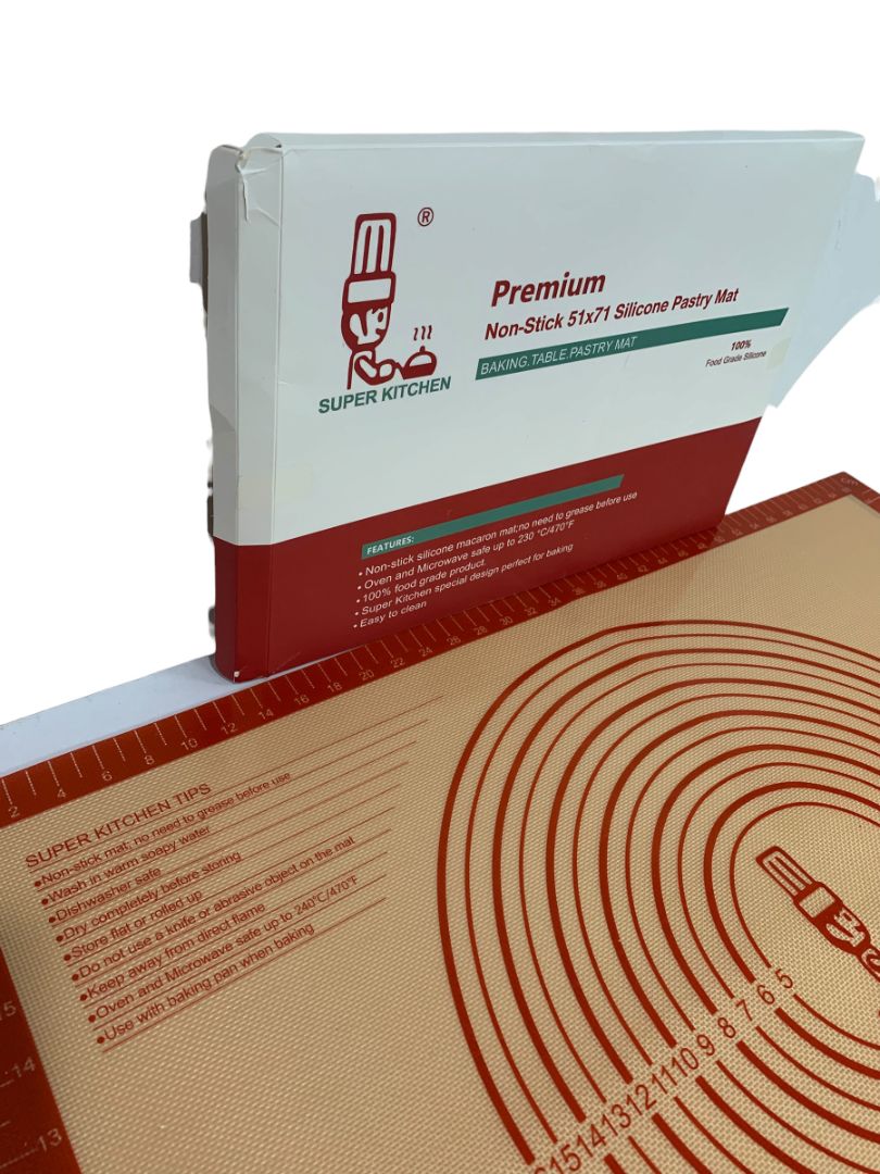 Super Kitchen Premium Non-Stick 51 x 71 Silicone Pastry Mat Table Size New