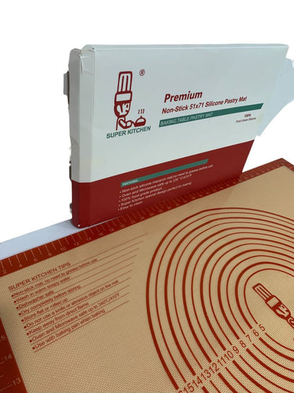 Super Kitchen Premium Non-Stick 51 x 71 Silicone Pastry Mat Table Size New