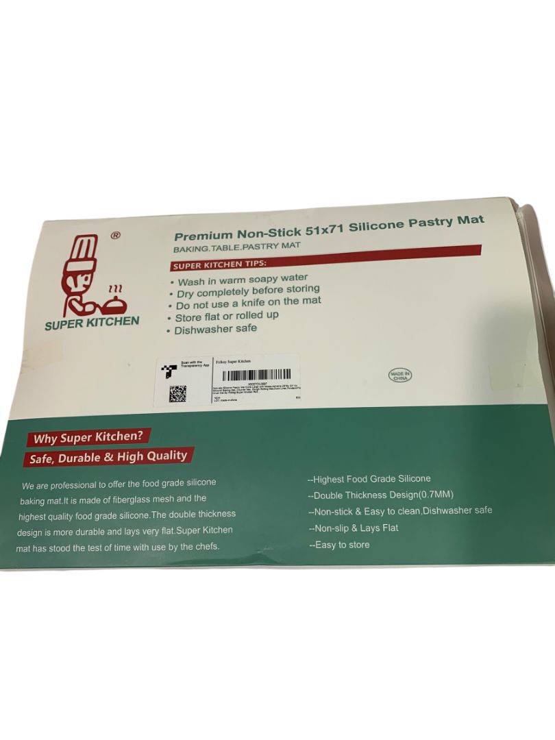 Super Kitchen Premium Non-Stick 51 x 71 Silicone Pastry Mat Table Size New