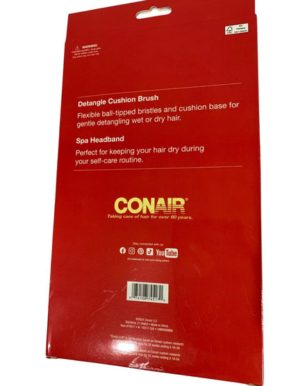 Conair Spa Tartan Headband and Detangle Cushion Brush Set New