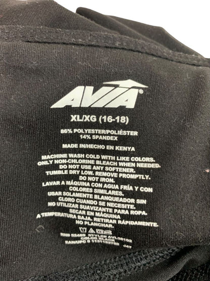 XL (16-18) Avia Womens Black Workout Leggings Full Length 28.5" Inseam