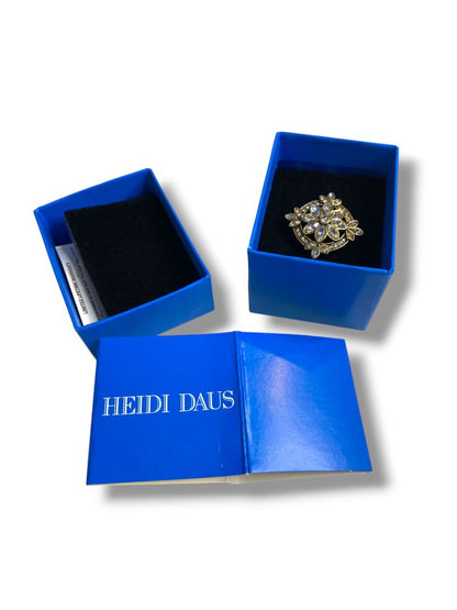 Size 7 Heidi Daus Ring Clear Swarovski Crystal Floral Shape Goldtone New in Box