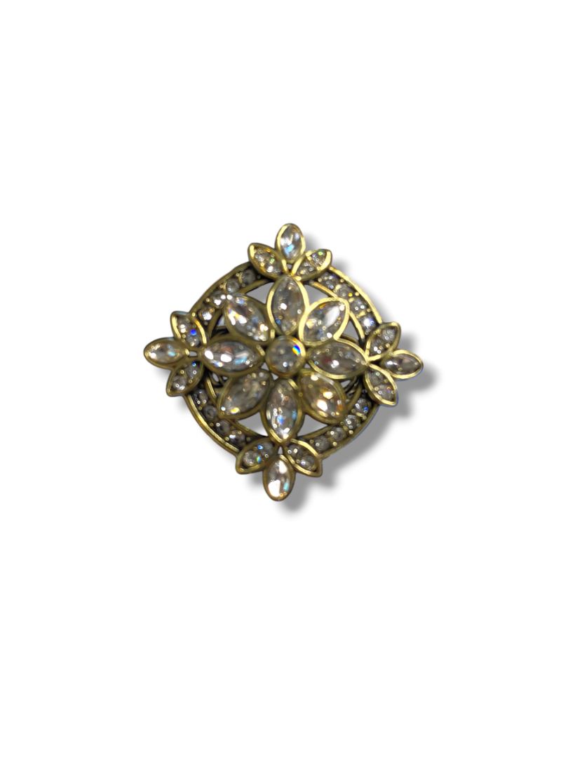 Size 7 Heidi Daus Ring Clear Swarovski Crystal Floral Shape Goldtone New in Box