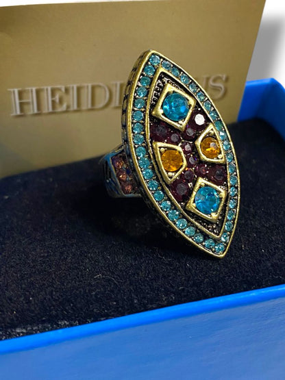 Size 6.5 Heidi Daus Multicolor Crystal Statement Ring New in Box