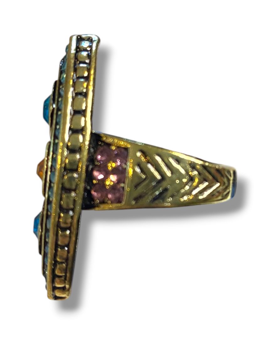 Size 6.5 Heidi Daus Multicolor Crystal Statement Ring New in Box