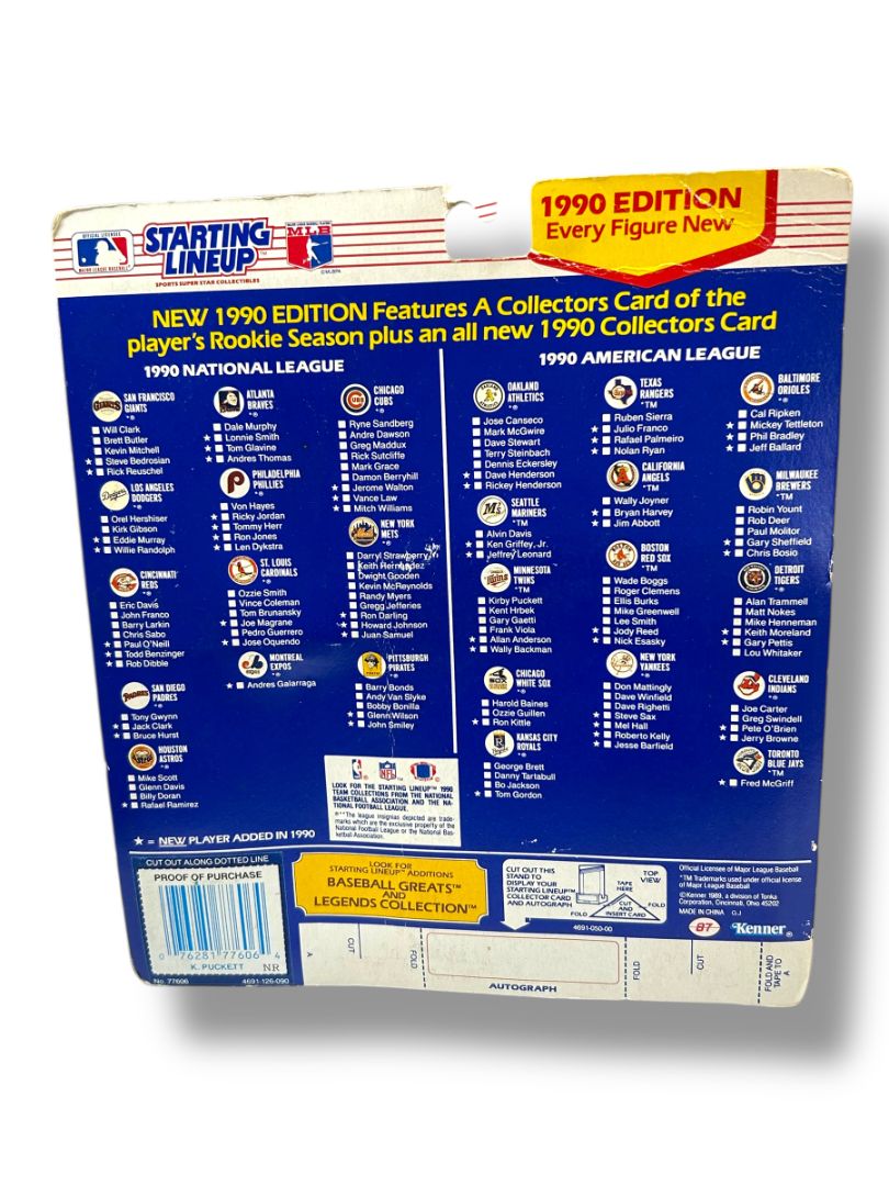 1990 Starting Lineup Kirby Puckett Action Figure Kenner in Box Cards