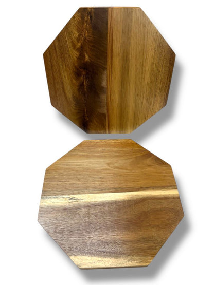 Set of 2 Octagonal Wood Trays Centerpiece Stand Serving 10"