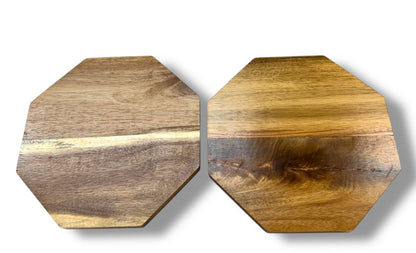 Set of 2 Octagonal Wood Trays Centerpiece Stand Serving 10"