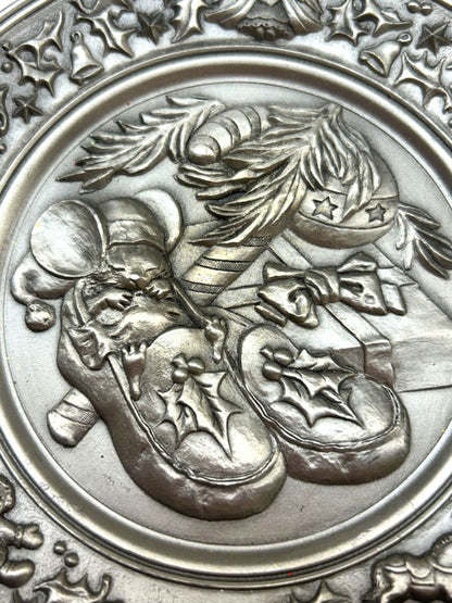 1982 Hudson Pewter Plate Andrea Hollis Christmas Limited 5.9" Not a Creature was Stirring