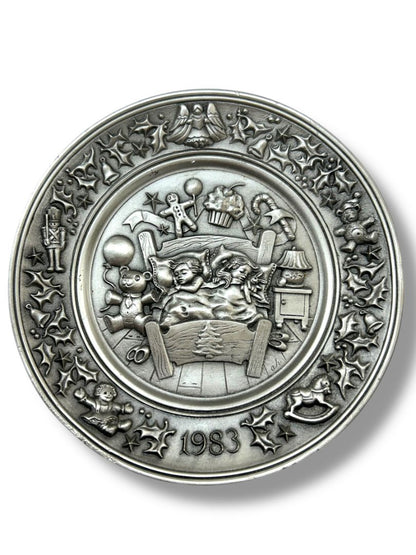 1983 Hudson Pewter Plate Andrea Hollis Christmas Limited 5.9" Visions of Sugar Plums