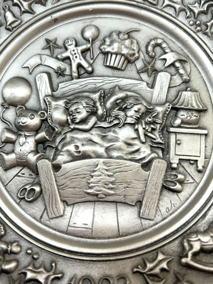1983 Hudson Pewter Plate Andrea Hollis Christmas Limited 5.9" Visions of Sugar Plums