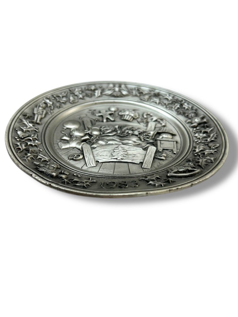 1983 Hudson Pewter Plate Andrea Hollis Christmas Limited 5.9" Visions of Sugar Plums
