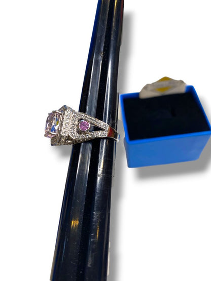 Size 6.5 Victoria Wieck 3.93ctw Kunzite Pink Sapphire Ring Sterling Silver