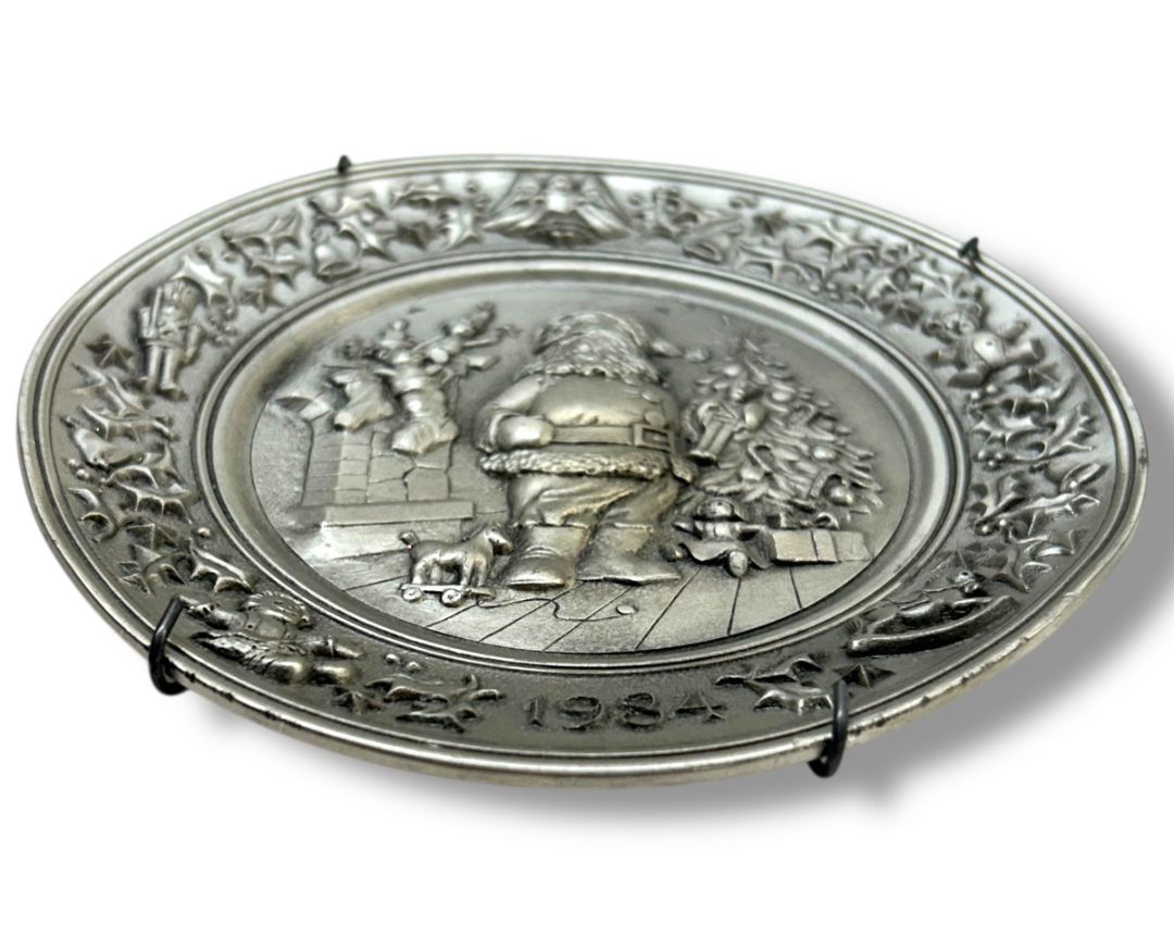 1984 Hudson Pewter Plate Andrea Hollis Christmas Limited 5.9" His Eyes How They