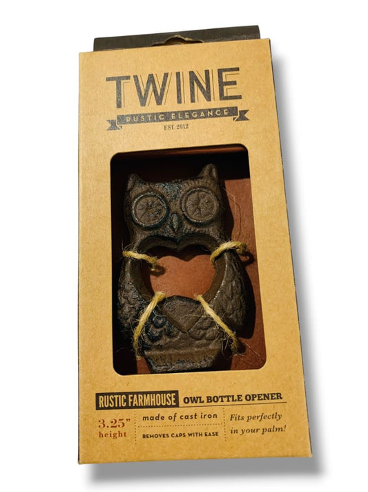 Twine Rustic Elegance Farmhouse Owl Bottle Opener New in Box 3.25"