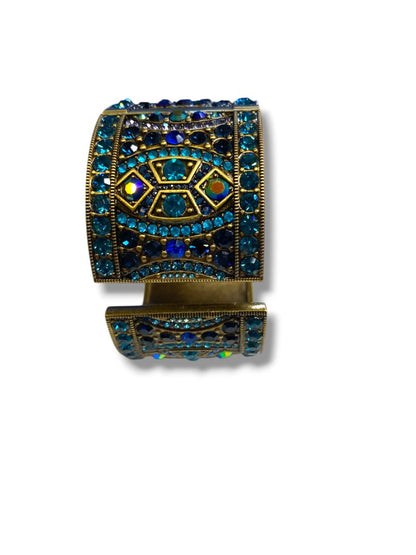 Heidi Daus Divinely Deco Cuff Bangle Watch Pave Crystal Working Blues