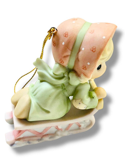 Dated 1999 Enesco Precious Moments 587788 Ornament "Slide into the Next . . ."