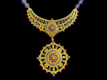 Heidi Daus Paris Salon French Twist Collar Necklace Removable Brooch Multicolor Crystals with Box