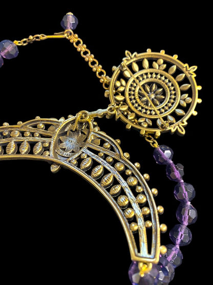 Heidi Daus Paris Salon French Twist Collar Necklace Removable Brooch Multicolor Crystals with Box