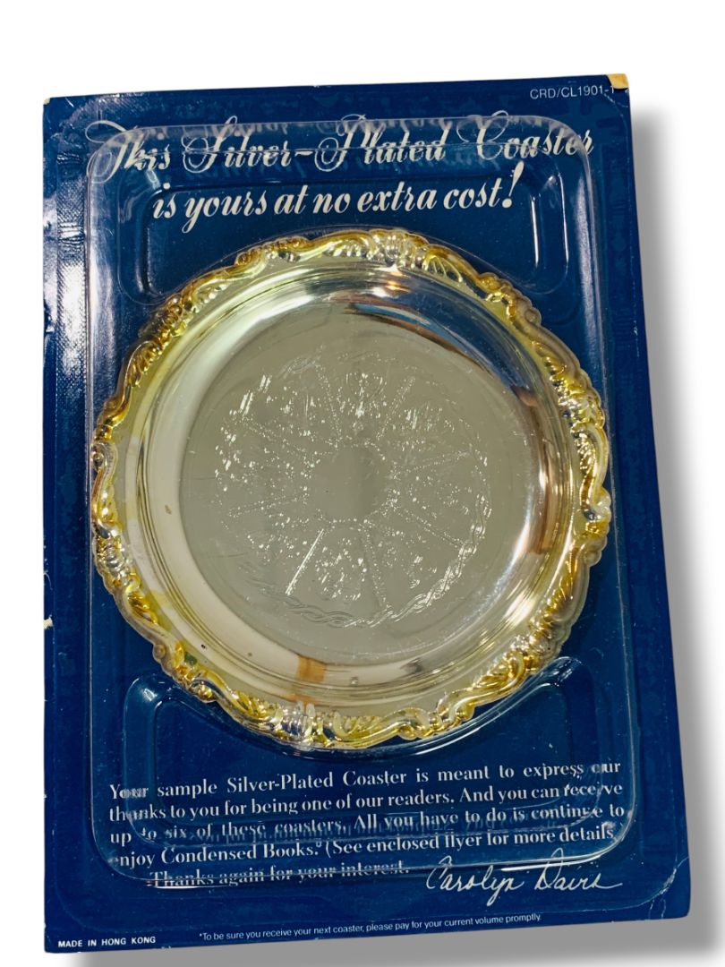 1980s Readers Digest Exclusive Thank You Gift Silverplate Coaster in Package