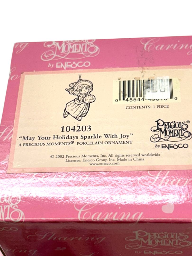 2002 Enesco Precious Moments Ornament 104203 "May Your Holidays Sparkle with Joy"