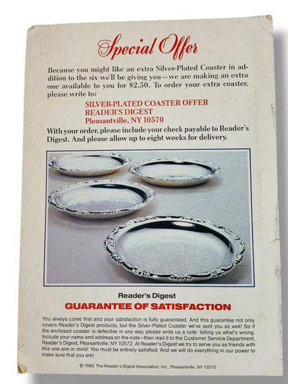 1980s Readers Digest Exclusive Thank You Gift Silverplate Coaster in Package