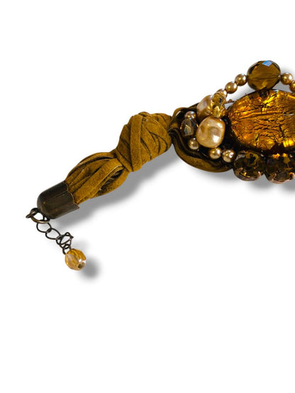 Beaded Microfiber Twist Bracelet Boho Chic 7.5" Lobster Clasp