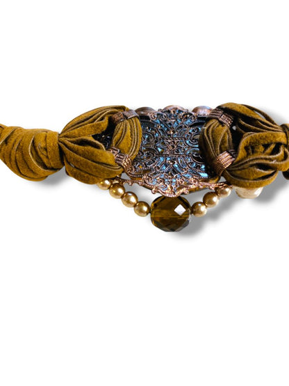 Beaded Microfiber Twist Bracelet Boho Chic 7.5" Lobster Clasp