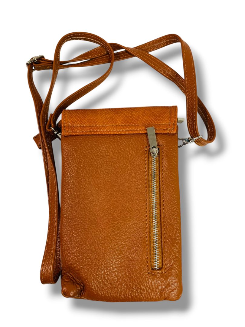 Befen Genuine Leather Caramel Pebbled Crossbody Bag Detachable Strap Travel