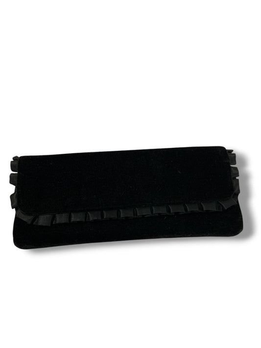 La Regale Black Velvet Satin Trim Clutch Evening Bag Snap Closure