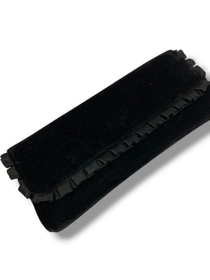 La Regale Black Velvet Satin Trim Clutch Evening Bag Snap Closure