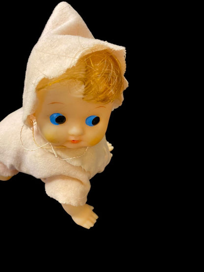 1960s Modern Toys Crawling Baby Doll Wind Up Japan Working 5"L