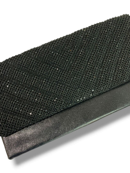 Steve Madden Evening Bag Clutch Black Sparkle Mesh Faux Leather