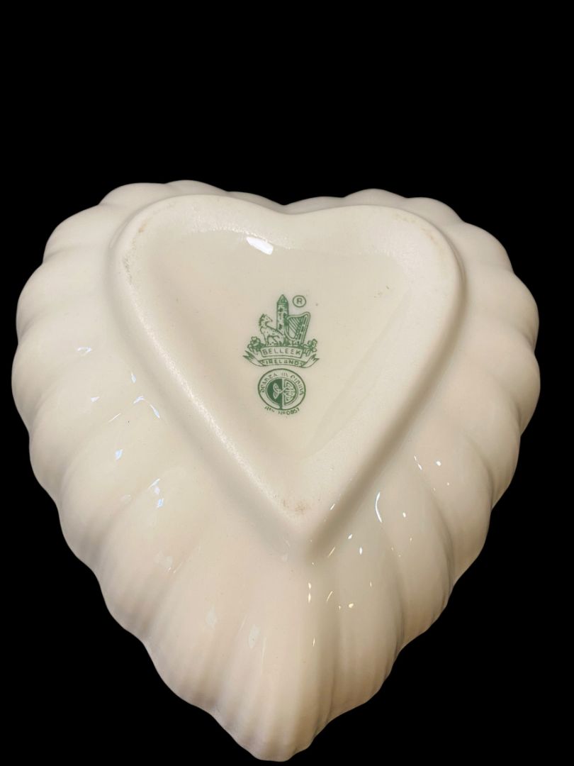 Belleek Ireland Bowl Heart Shaped Trinket Candy Dish 4.5"