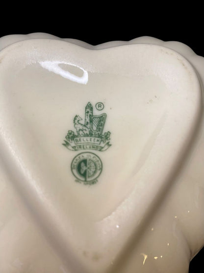 Belleek Ireland Bowl Heart Shaped Trinket Candy Dish 4.5"