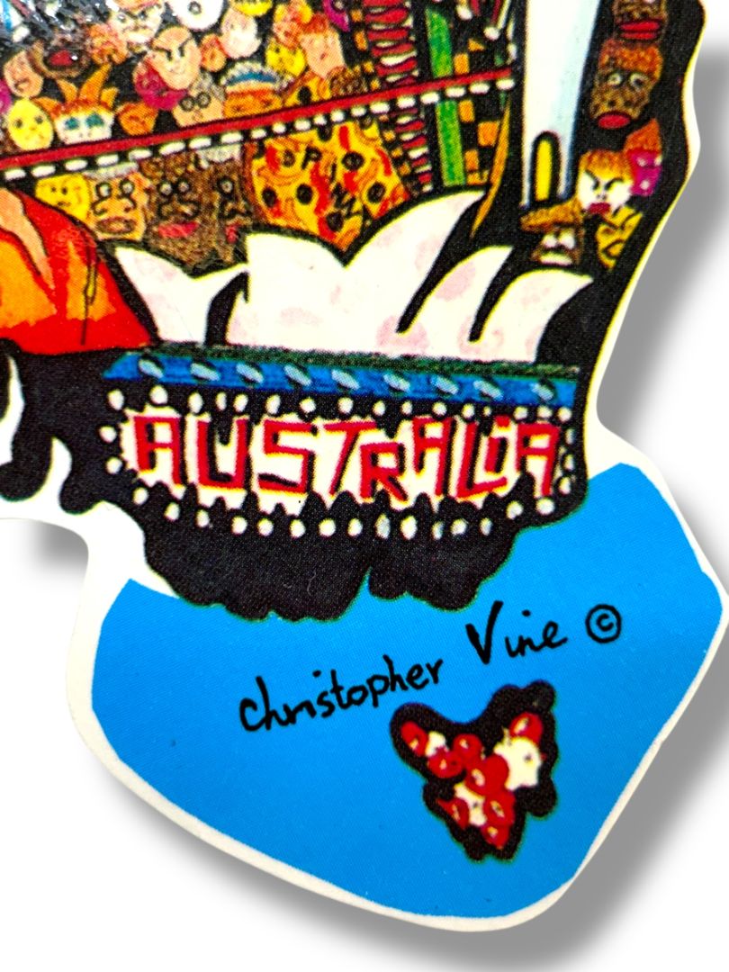 Souvenir Australian Ornament Continent Aboriginal Art Chirstopher Vine 5"