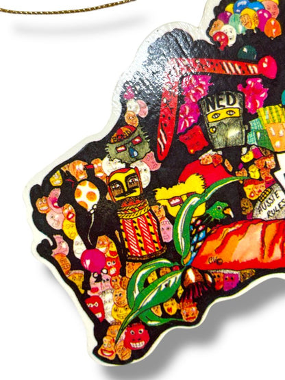 Souvenir Australian Ornament Continent Aboriginal Art Chirstopher Vine 5"