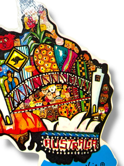 Souvenir Australian Ornament Continent Aboriginal Art Chirstopher Vine 5"