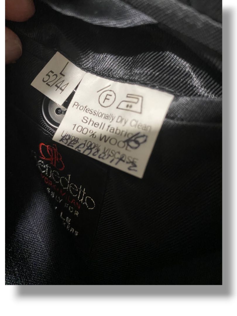 Size 52L diBenedetto Mens Long Navy Blue Pinstripe 2 Piece Suit Wool