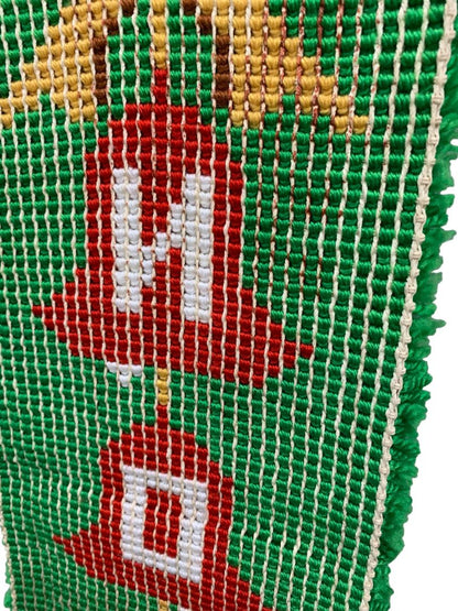 Vintage Noel Wall Hanging Latch Hook Yarn Christmas Retro 33”