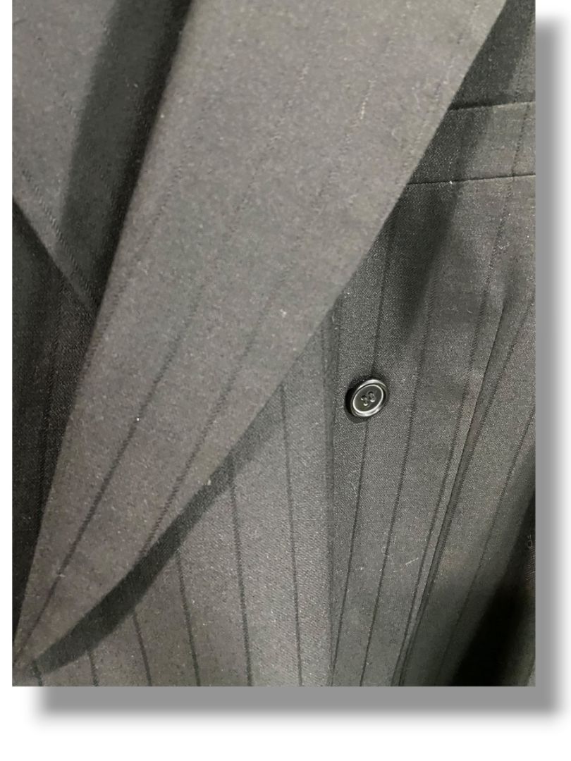 Size 48L Bendetti Mens Long Black Double Breasted Pinstripe 2 Piece Suit