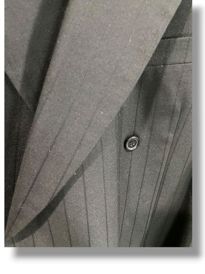 Size 48L Bendetti Mens Long Black Double Breasted Pinstripe 2 Piece Suit