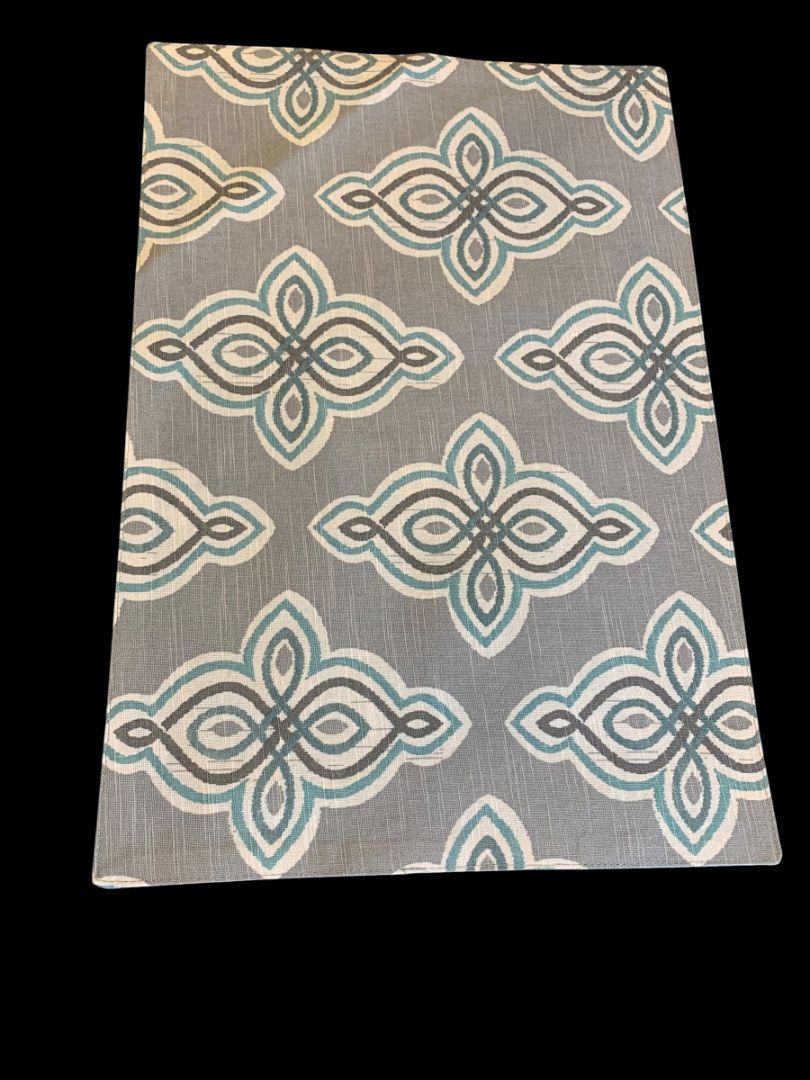 Set of 2 Cotton Placemats 13 x 19" Mosaic Pattern Gray Turquoise